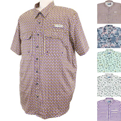 Magellan Men's Shirt Louisiana State Prints, Relaxed Short Sleeve Button Down