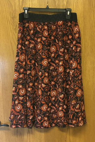 LuLaRoe Damen Blumen Rock schwarz, braun, creme, türkis dehnbar gefüttert Gr. XL