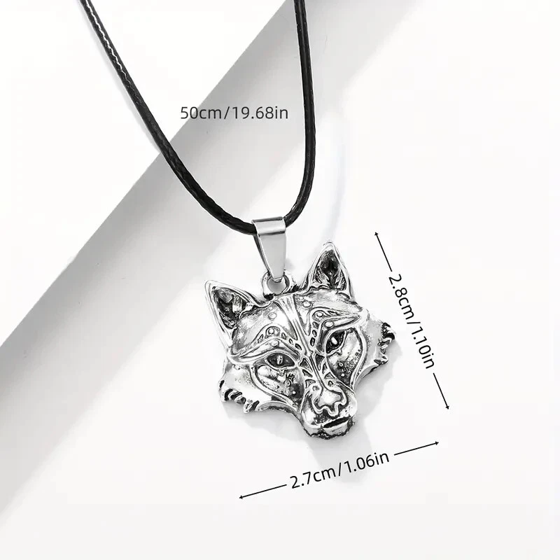 Collar Colgante Cabeza de Lobo I Am Chapado en Plata Hombres Mujeres De Colección Mitología Nórdica Foto 4 de 4