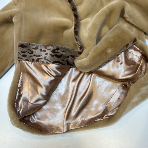 Coldwater Creek Faux Fur Jacket Coat Size L Brown w Animal Print Fur - Picture 4 of 8