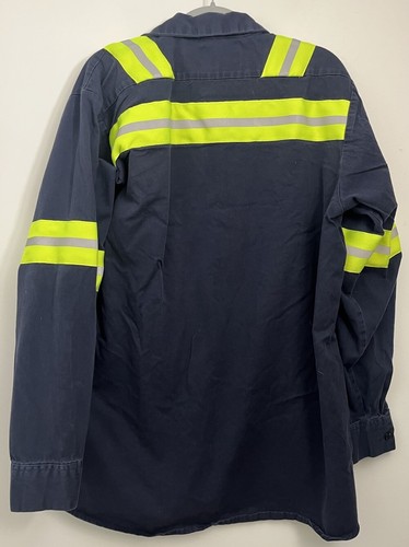 Mens Vintage Work Shirt Large Navy Long Sleeve - Picture 3 of 5