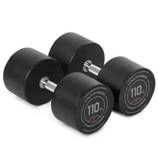 Titan Fitness 110 LB Set Round Urethane Dumbbells, 33mm Medium Volcano Knurling