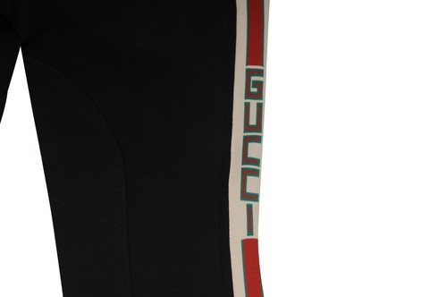 Gucci Men Side Stripe Logo Pants Large IT 50 Black Stretch Cotton Trousers - Picture 5 of 15