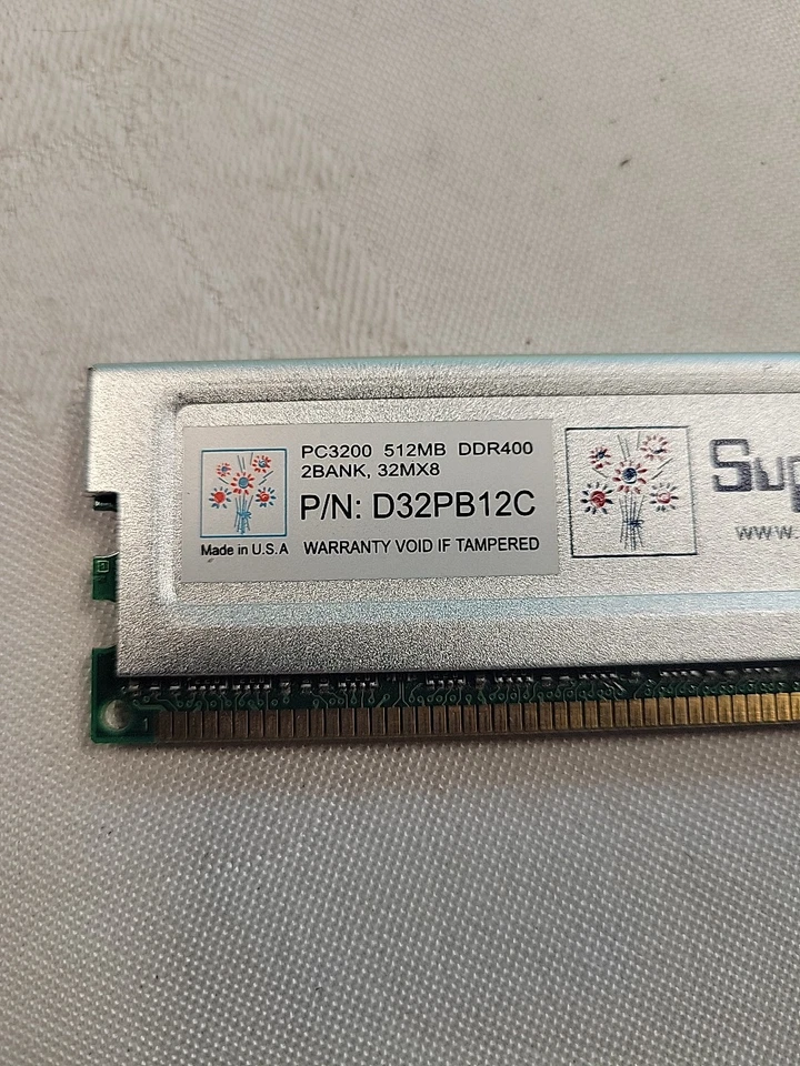 Super Talent 512MB DDR-400MHz PC3200 ECC Reg CL3 184-Pin DIMM Memory Module - Image 2 of 2