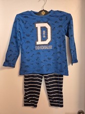 Schlafanzug Größe 110/116 Blau 2 Teilig Dinosaurier Topolino Family Dino