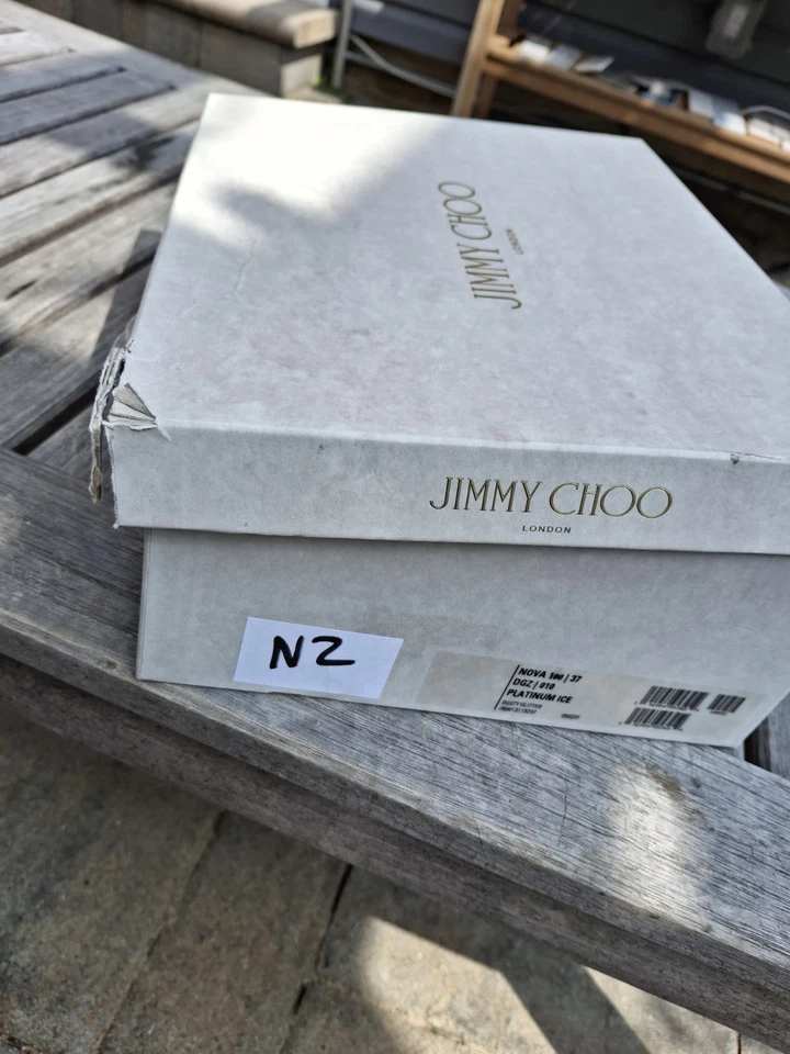 Zapatos de salón JIMMY CHOO Nova Peep Toe Slingback brillo de lujo de diseñador talla EE. UU. 7 UE 37 Foto 2 de 4