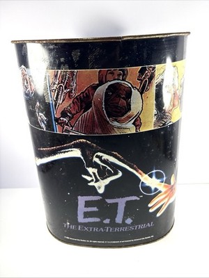 1982 Cheinco E.T. The Extra-Terrestrial Metal Trash Can Sci-fi Movie * See Desc.