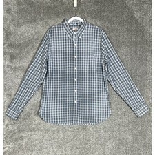 Brooks Brothers Button Down Shirt Mens Size XL Blue Plaid Cotton Long Sleeve