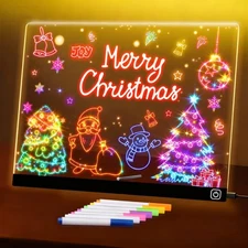 Hansanti LED Note Board with Colors, 13.7X10 Light Up Acrylic Dry Erase Board...