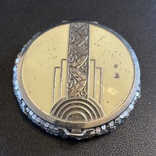 Vintage Art Deco Evans Silver Mesh Powder Mirror Compact Makeup Case Collectible