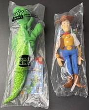 VTG 1995 Burger King Toy Story Plush Woody  Rex With Sealed Bags Set Of Two
