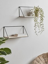Two Industrial Style Shelves Rustic Wood & Metal Wall Storage