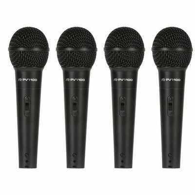 4 Peavey PVI100 1/4'' Wired Dynamic Cardioid Vocal Microphone+ Mic Clip + Cable
