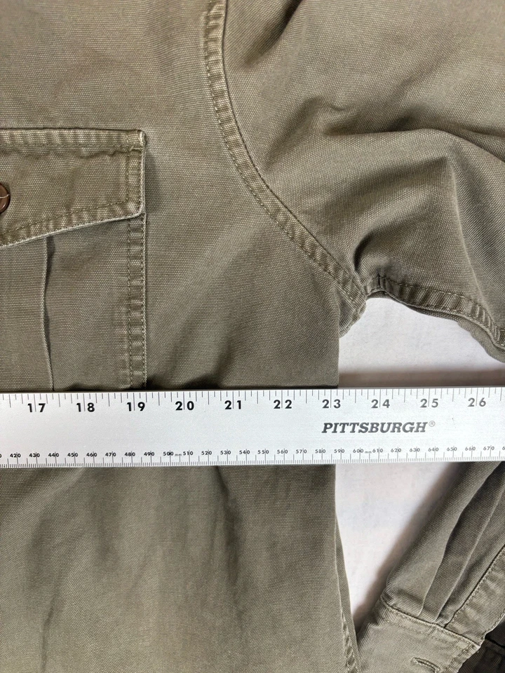 VTG Eddie Bauer Military Green Shirt Jacket Mens L Button Up Canvas Y2K Shacket - Image 4 of 4