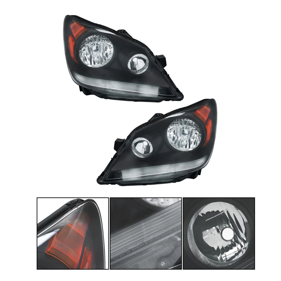 For 2005-2010 Honda Odyssey Pair of Halogen Black Housing Headlights Headlamps Foto 3 de 4
