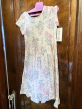 Disney Sea Ariel Little Mermaid Dress Girl's 7 Pink w/Glitter Short Sleeve NWT