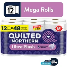 Quilted Northern Ultra Plush 3-Ply Toilet Paper, 12 Mega Rolls
