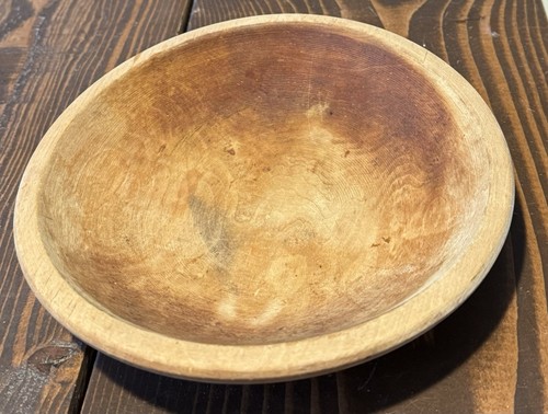 Wood Primitive Rustic Munising Dough Bowl Out of Round 9” Farmhouse Decor - Picture 4 of 12