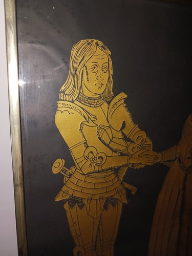 Vtg Medieval English Brass Rubbing Print Sir Walter Mauntell & Wife Elizabeth - Picture 4 of 21