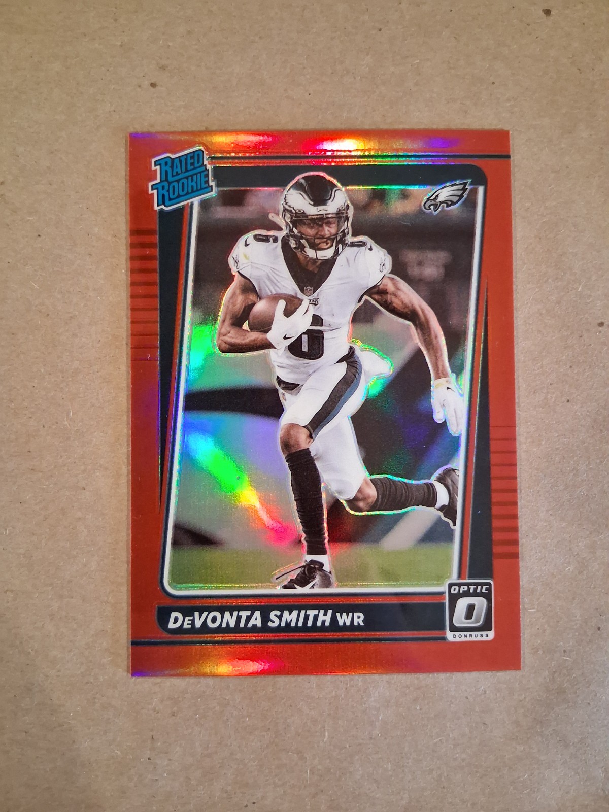 2021 Optic Rated Rookie Devonta Smith #205 Red Prizm /99 (RC)