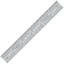 6" Precision Stainless Steel Ruler with Graduations and Decimal Chart, USA-Made
