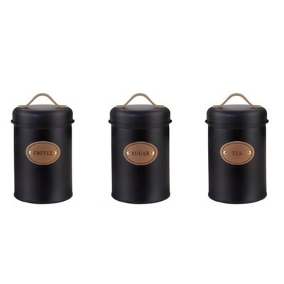 Set of 3 Effective Metal Canister Set For Coffee Teas Sugar With Sealing Lids