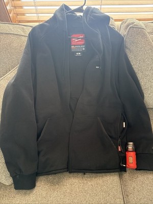 Milwaukee M12 Heated Zip Hoodie Jacket w/ Battery Pack, Black- Size XL