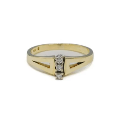 Ring mit 3 Diamanten 0,10 ct. in 14 Kt. 585 Gelb gold 51 edel! - Bild 1 von 4