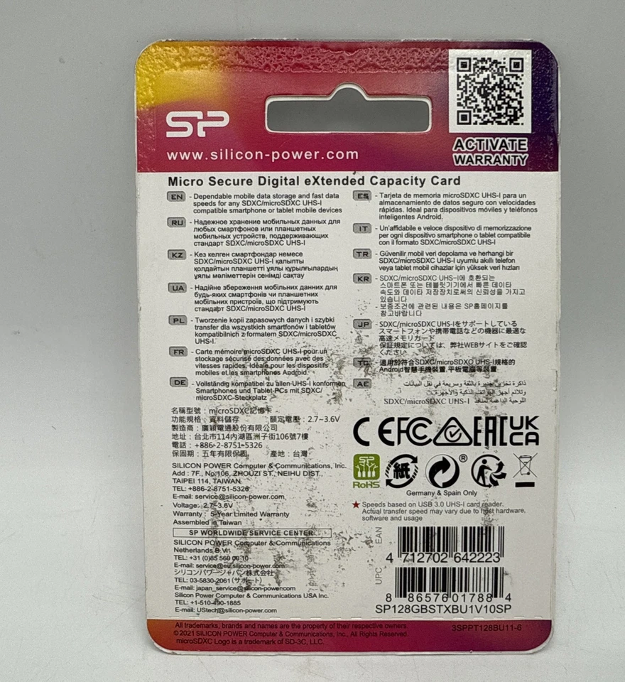 Silicon Power Elite microSDXC 128GB CL10 UHS-1 100MB/sec Colorful Memory Card - Image 2 of 2