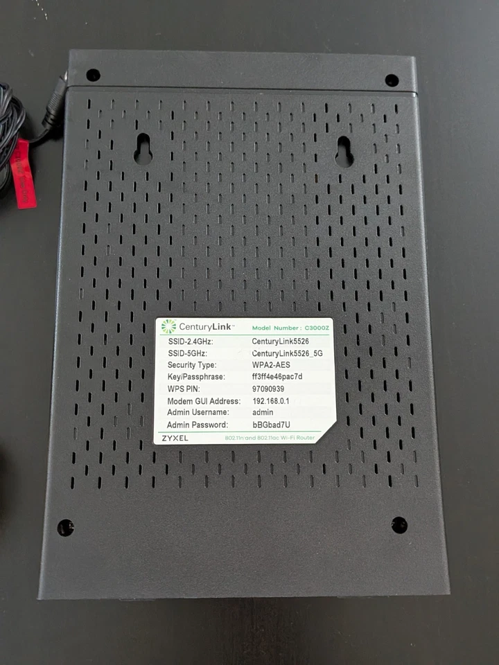 CenturyLink ZyXEL C3000Z DSL Modem Wireless Router w/ AC Adapter - Image 2 of 4