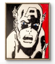 Original Art Captn Merica 14x11 Graffiti Style Pop Art Painting On Canvas