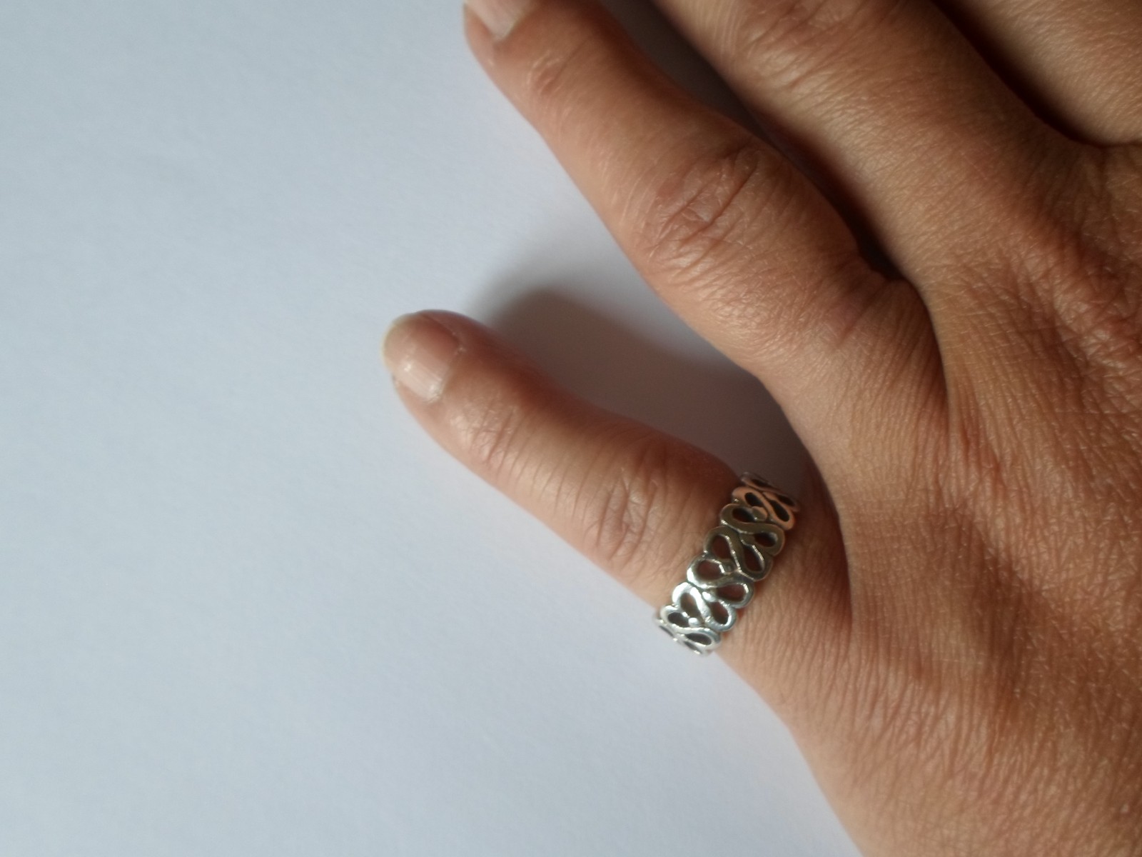 solid silver ring, openwork ring, hearts, size 51 - image 2