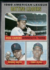 1970 Topps ROD CAREW/TONY OLIVA/REGGIE SMITH #62 1969 AL Batting Leaders (VG)