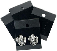 100 Pack 1.7 X2 Black Earring Cards Earring Card Holder Velvet Hanging Jewelry D