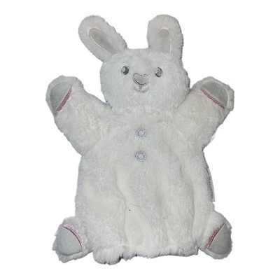 Blankets and Beyond Plush Bunny Rabbit Lovey Puppet White Security Blanket 13''