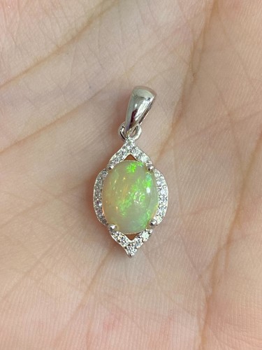 NATURAL FIRE OPAL 9X7 WHITE CZ STERLING SILVER 925 RING EARRING PENDENTS - 第 7/14 張圖片