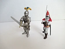 Schleich Knight Silver Blue & Yellow w Sword and extra Medieval Figure red white