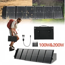 100W/200W Solar Panel Portable Integrated Converts Energy Foldable Waterproof US