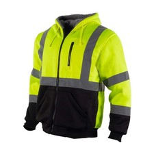 Men's ANSI Class 3 High Vis Safety Reflective Sweatshirt Wool Fleece Zipper J...