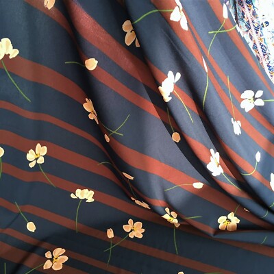 Designer Fabric CABI LLC Vintage Super Soft Crepe Shawl Clothing BTY Navy Fall