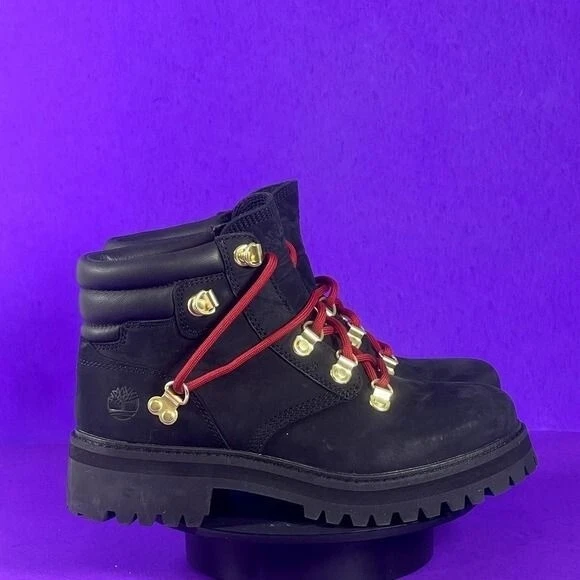 Timberland scarpa stivaletto donna LTD Heritage 6 pollici nero pelle nabuk taglia 6 NUOVO