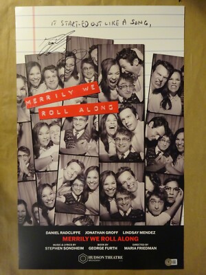 Merrily We Roll Along 14''x22'' Windowcard Signed By Daniel Radcliffe BAS COA