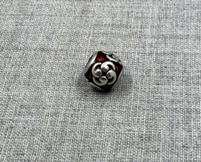 Pandora Zen Red Enamel Comma Swirl Sterling Silver .925 Charm 790491