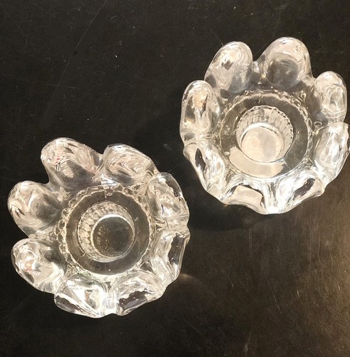 MCM Vintage Pair Kosta Boda Candle Holders Goran Warff Sunflower Holiday Sweden - Picture 5 of 5