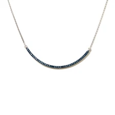 Rarities Womens Sterling Silver Pave Floating Blue Diamond Smile Necklace 18"