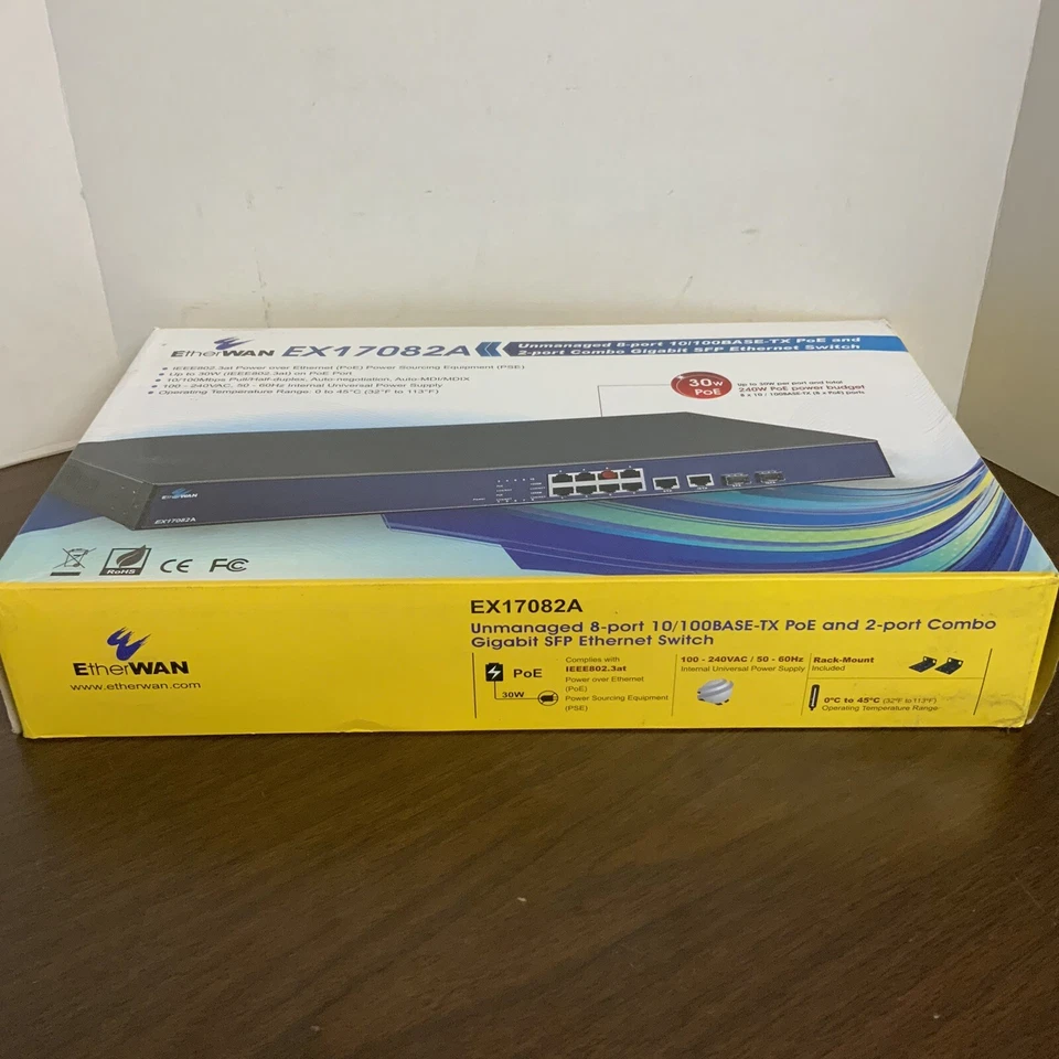 Etherwan EX17082A  Unmanaged 8 port PoE 10/100BASE-TX and 2 ports Gigabit SFP - Image 2 of 4