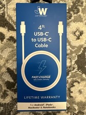 Just Wireless 4' USB-C to USB-C Cable - White