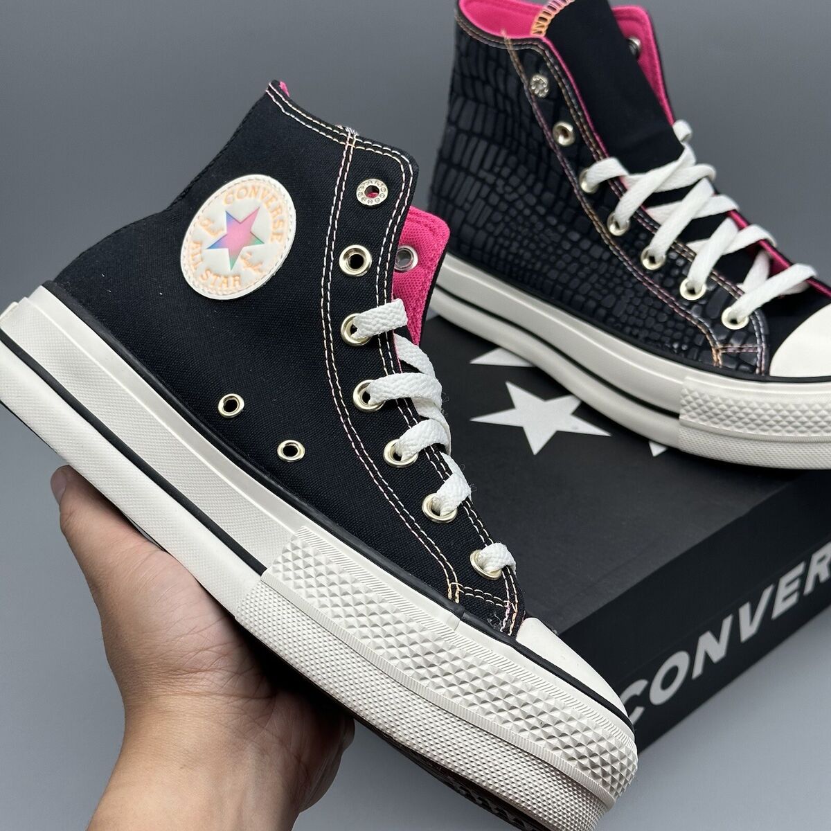 Converse All Star Lift Women Sz 8 Platform Leather High Converse All Star Lift Women Sz 8 Platform Leather High