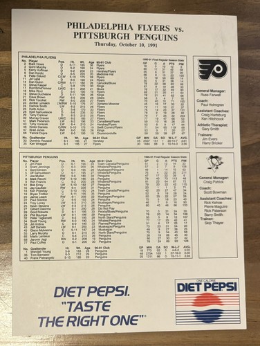 Vintage Philadelphia Flyers 10.10.1991 Spielmagazin & Spielerblatt - Bild 3 von 4