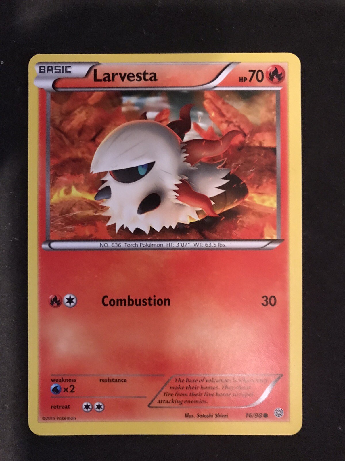 Larvesta #16/98 XY Ancient Origins Pokemon Common Card